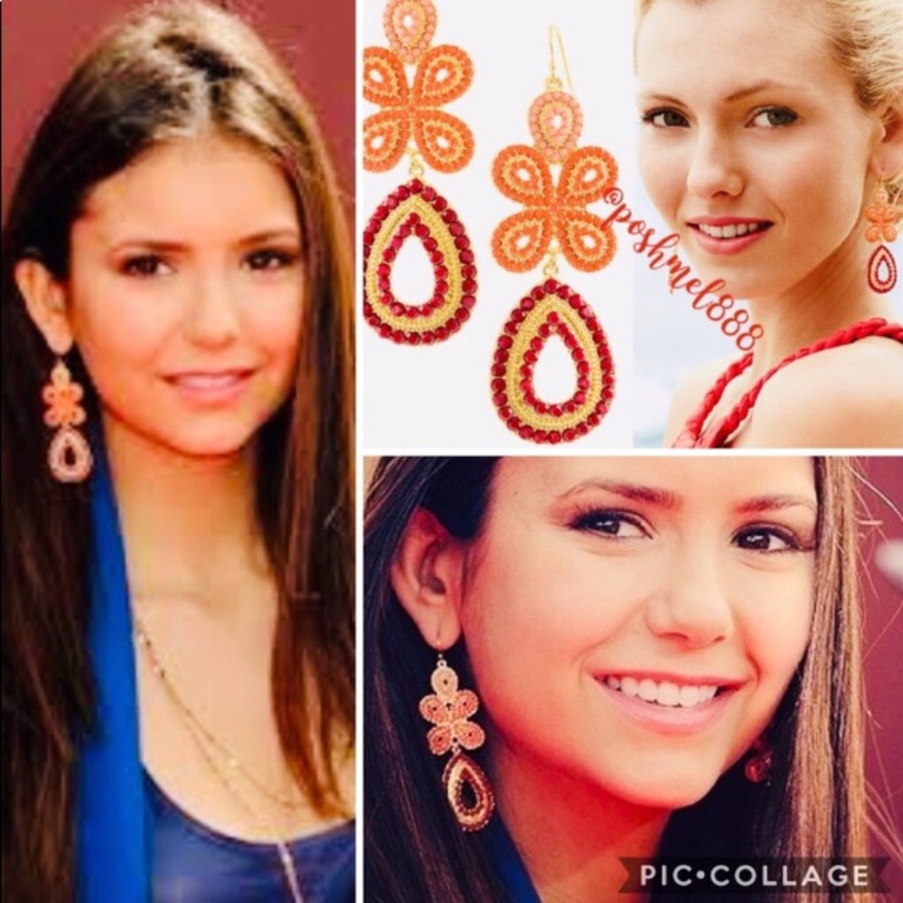 Stella & Dot | Exotic Handset Beaded Coral Capri Chandelier Earrings Ret…
